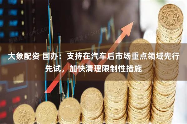 大象配资 国办：支持在汽车后市场重点领域先行先试，加快清理限制性措施
