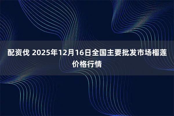 配资伐 2025年12月16日全国主要批发市场榴莲价格行情