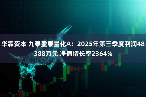 华霖资本 九泰盈泰量化A：2025年第三季度利润48388万元 净值增长率2364%